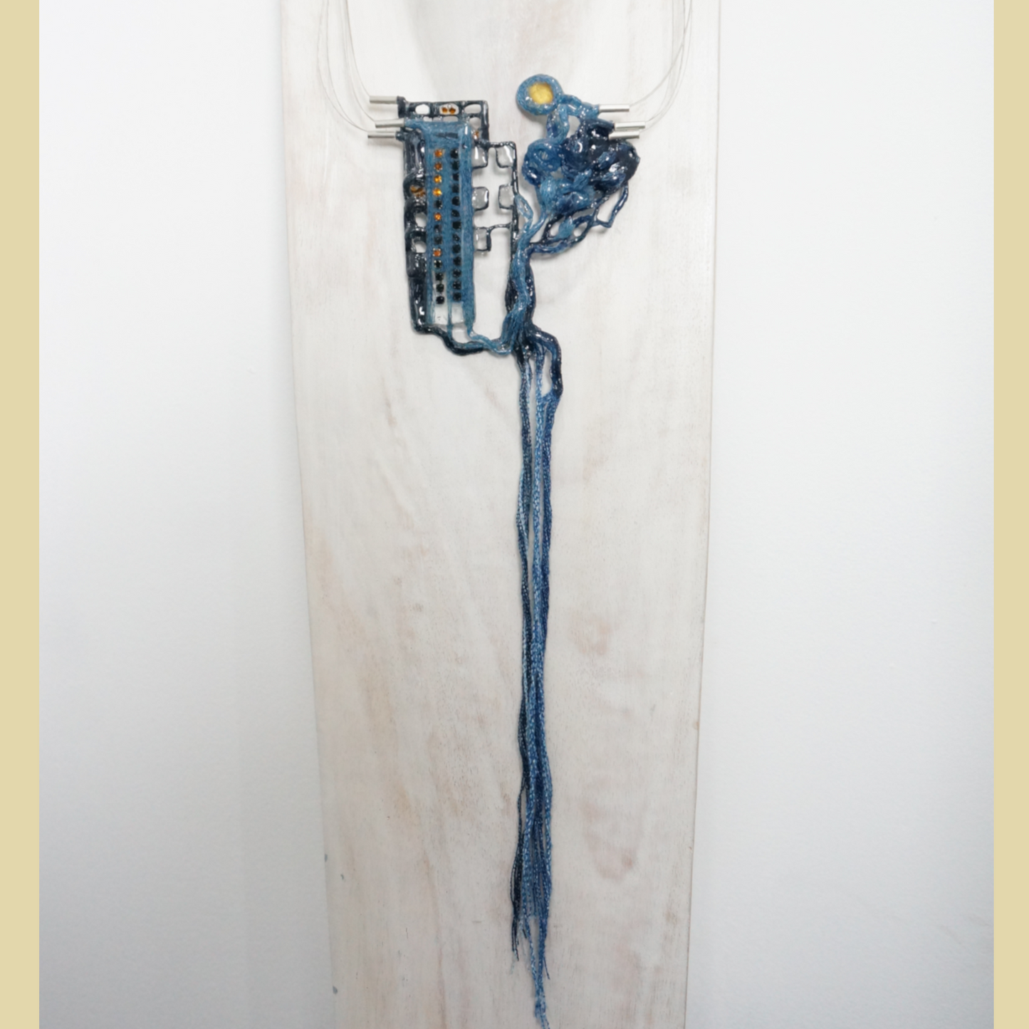 Rooted Circuit - Denim/Resin Necklace