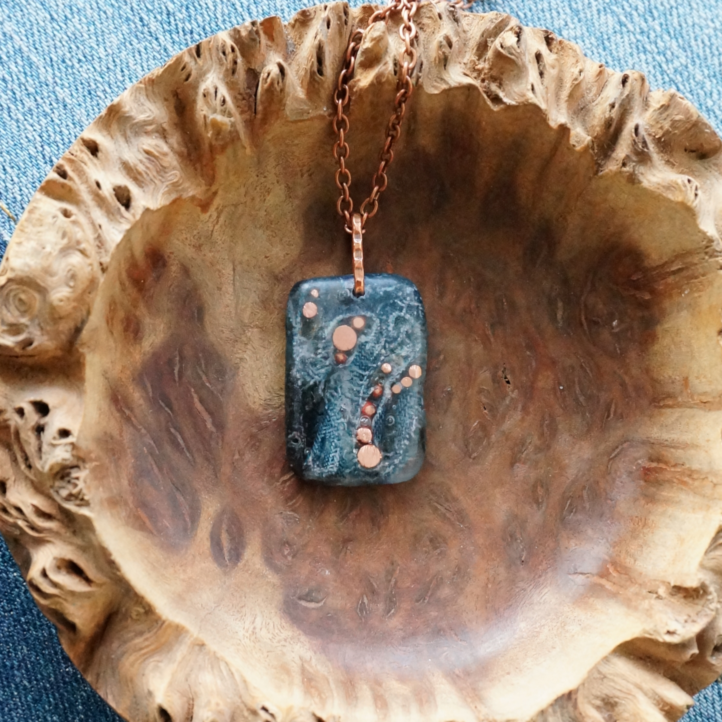 Denim and Copper Necklace