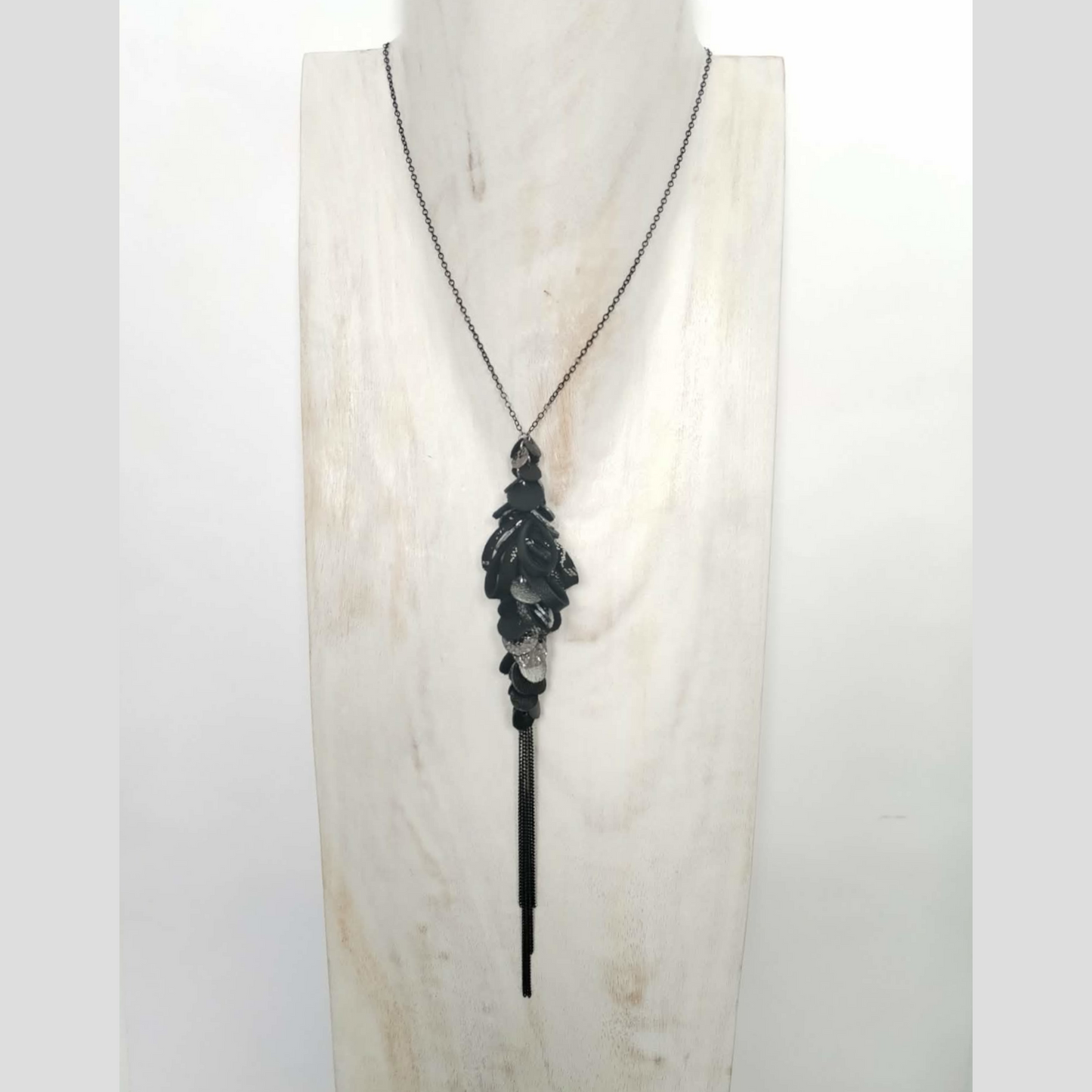 Black and Silver Leather Necklace