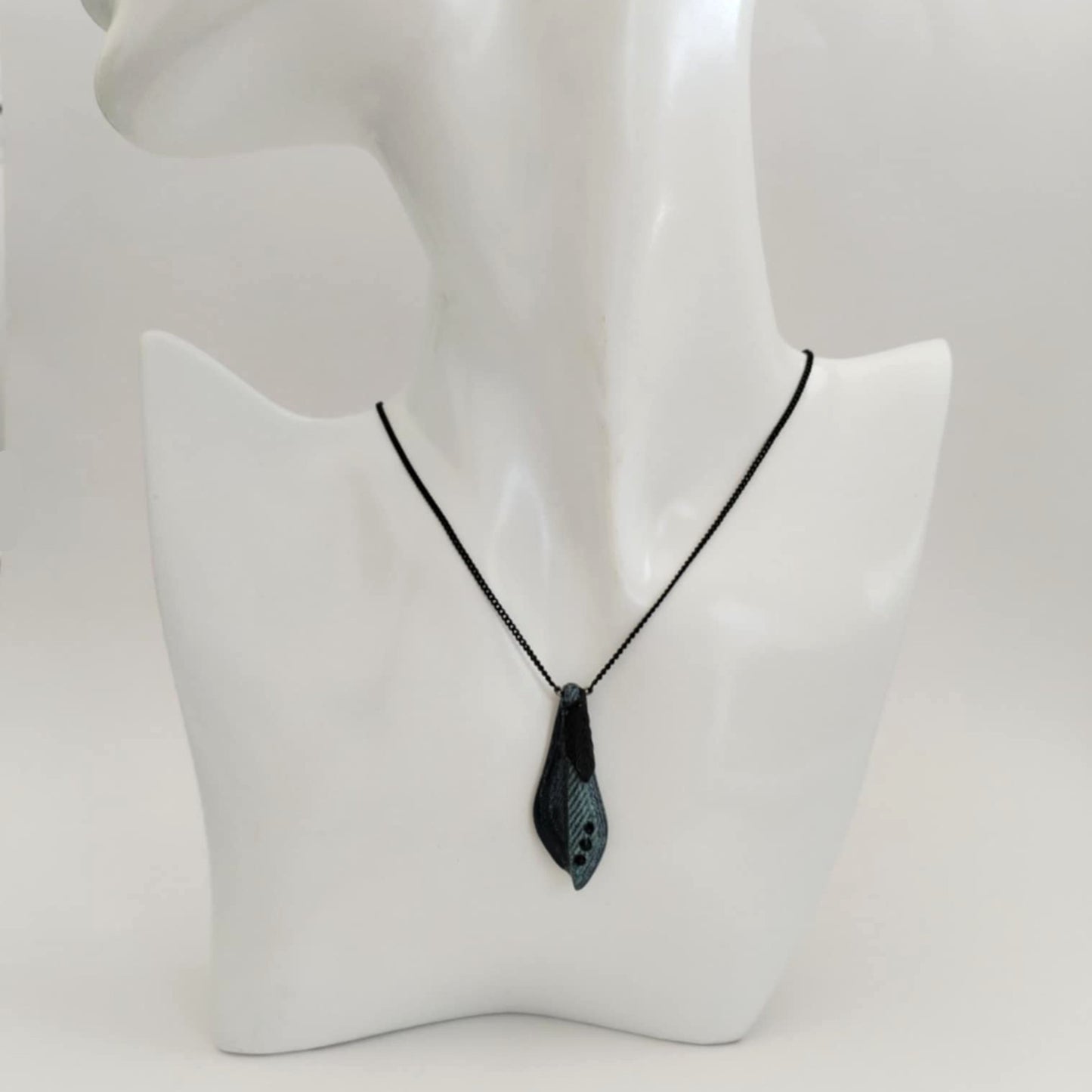 "Night Flower"  - Denim and Black Crystals Necklace