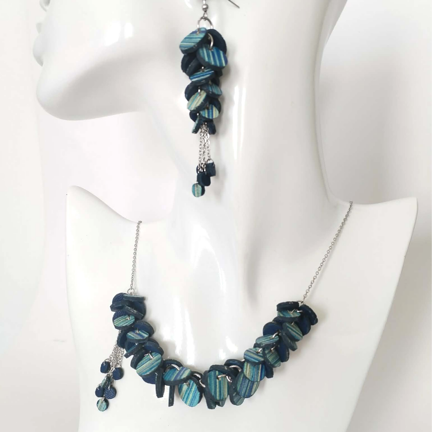 Blue Circles - set, earrings and necklace
