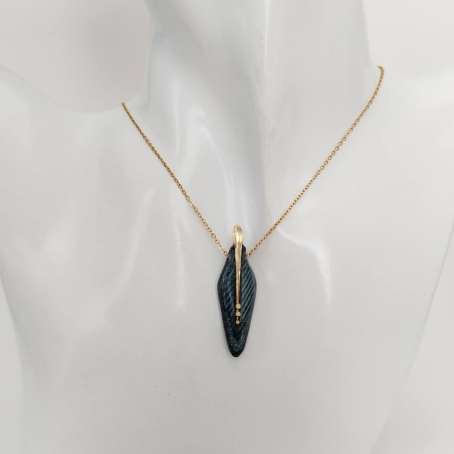 The Needle - Denim and Brass Necklace