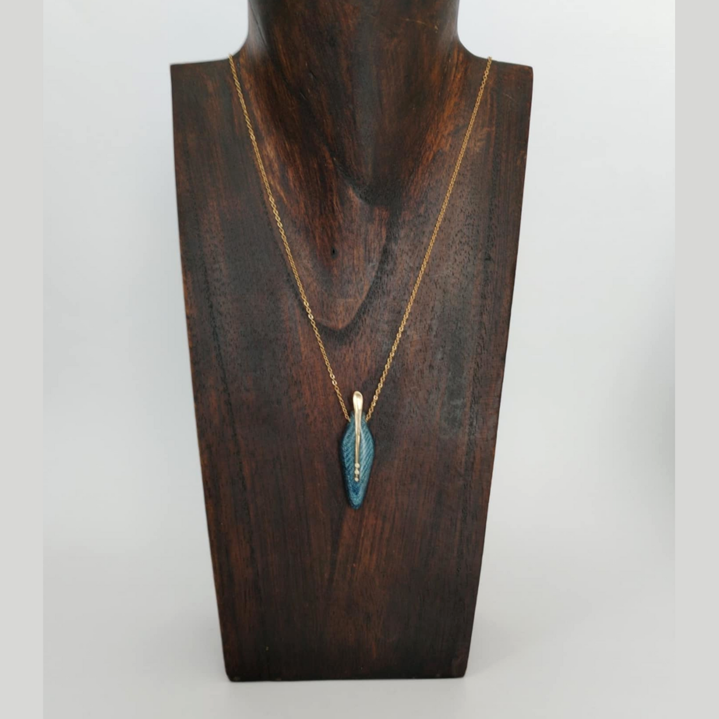 The Needle - Denim and Brass Necklace