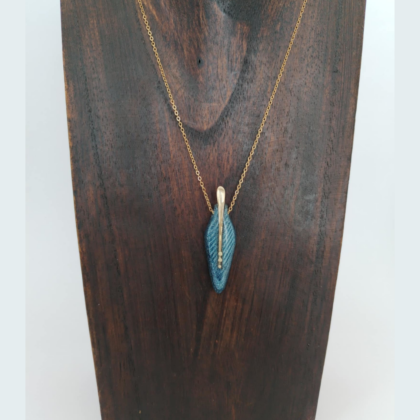 The Needle - Denim and Brass Necklace