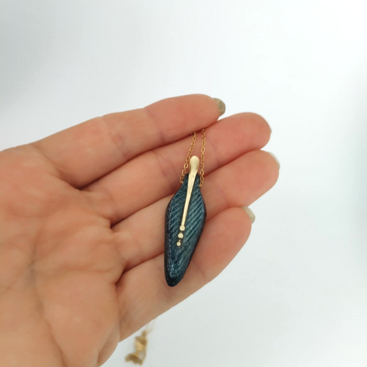 The Needle - Denim and Brass Necklace