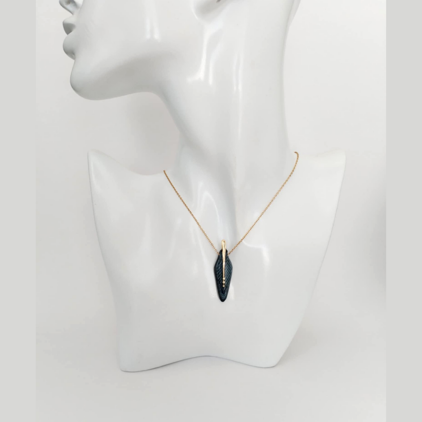The Needle - Denim and Brass Necklace
