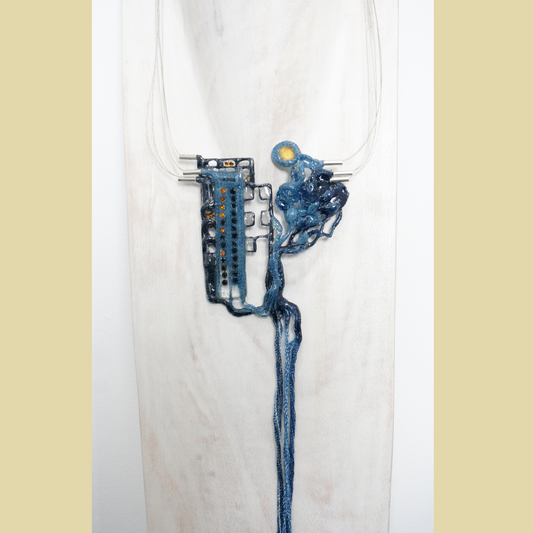 Rooted Circuit  - Denim/Resin Necklace