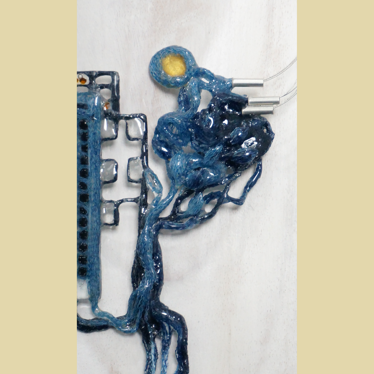 Rooted Circuit  - Denim/Resin Necklace