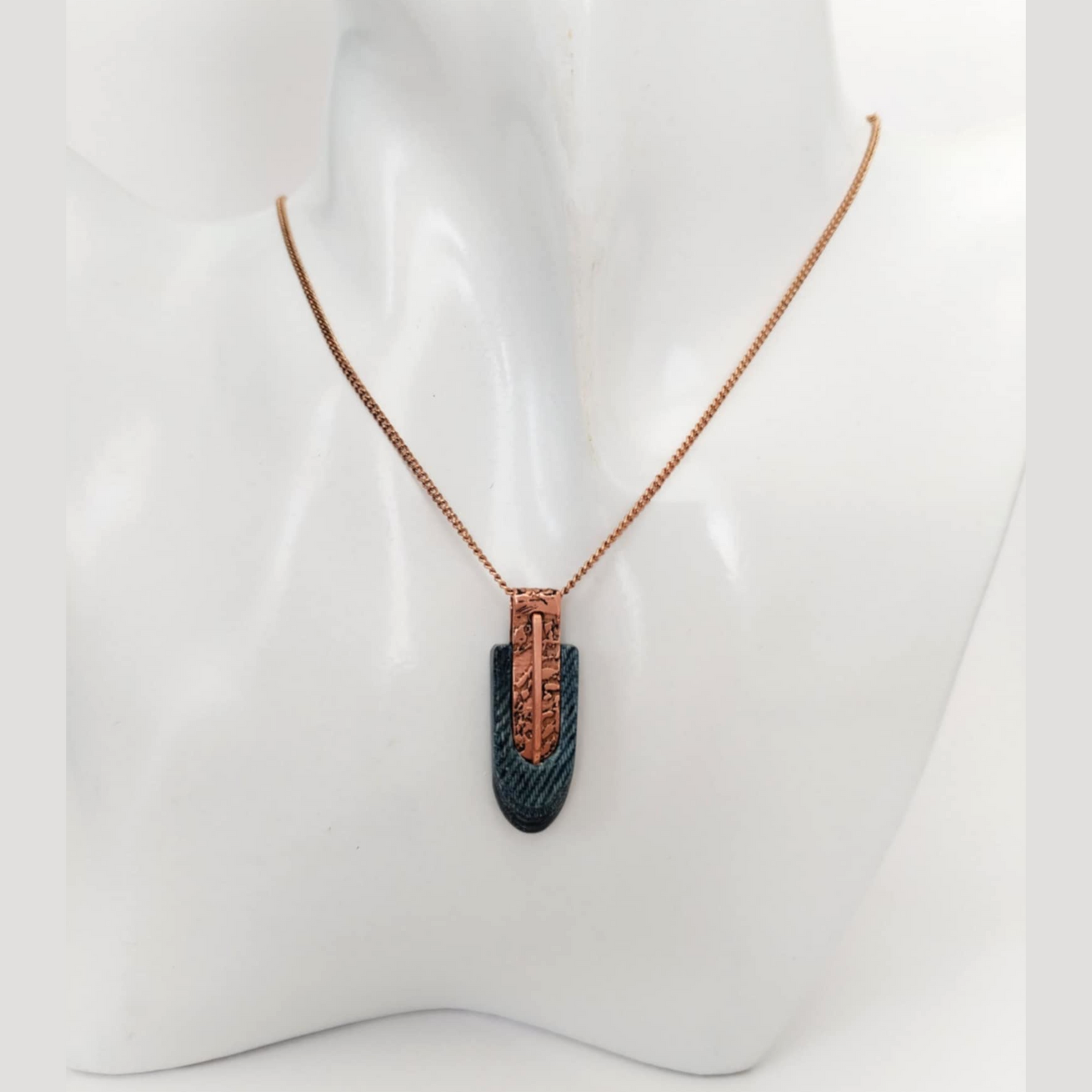 "The Copper Weave" -  Denim and Copper Necklace