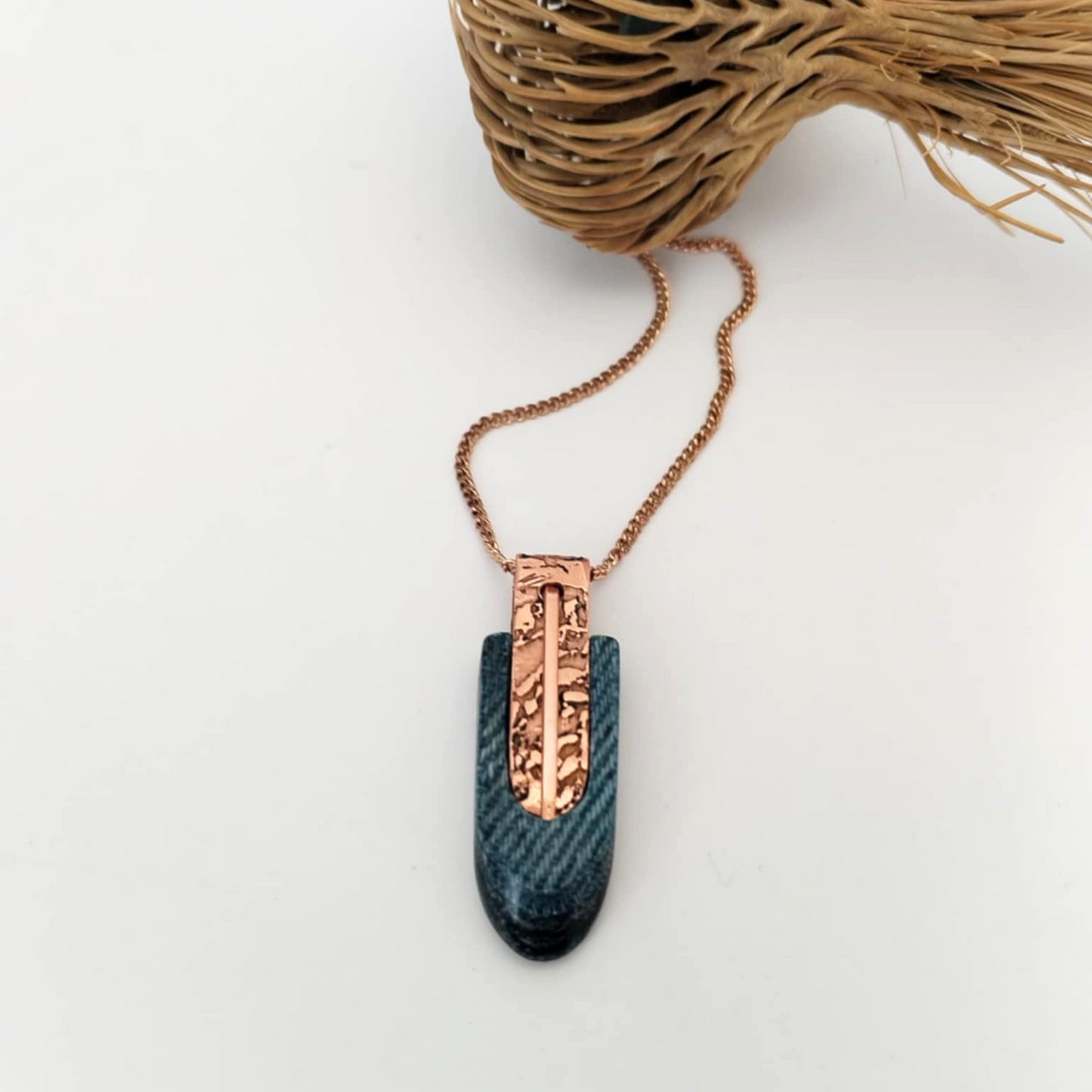 "The Copper Weave" -  Denim and Copper Necklace