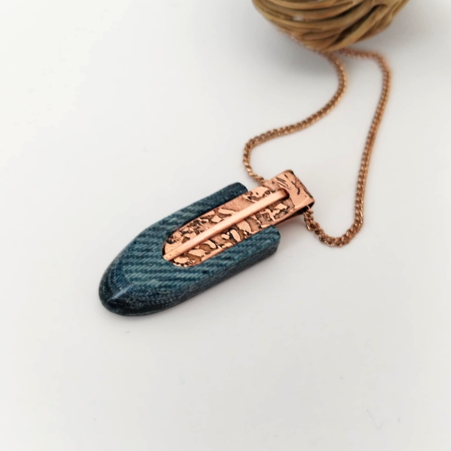 "The Copper Weave" -  Denim and Copper Necklace