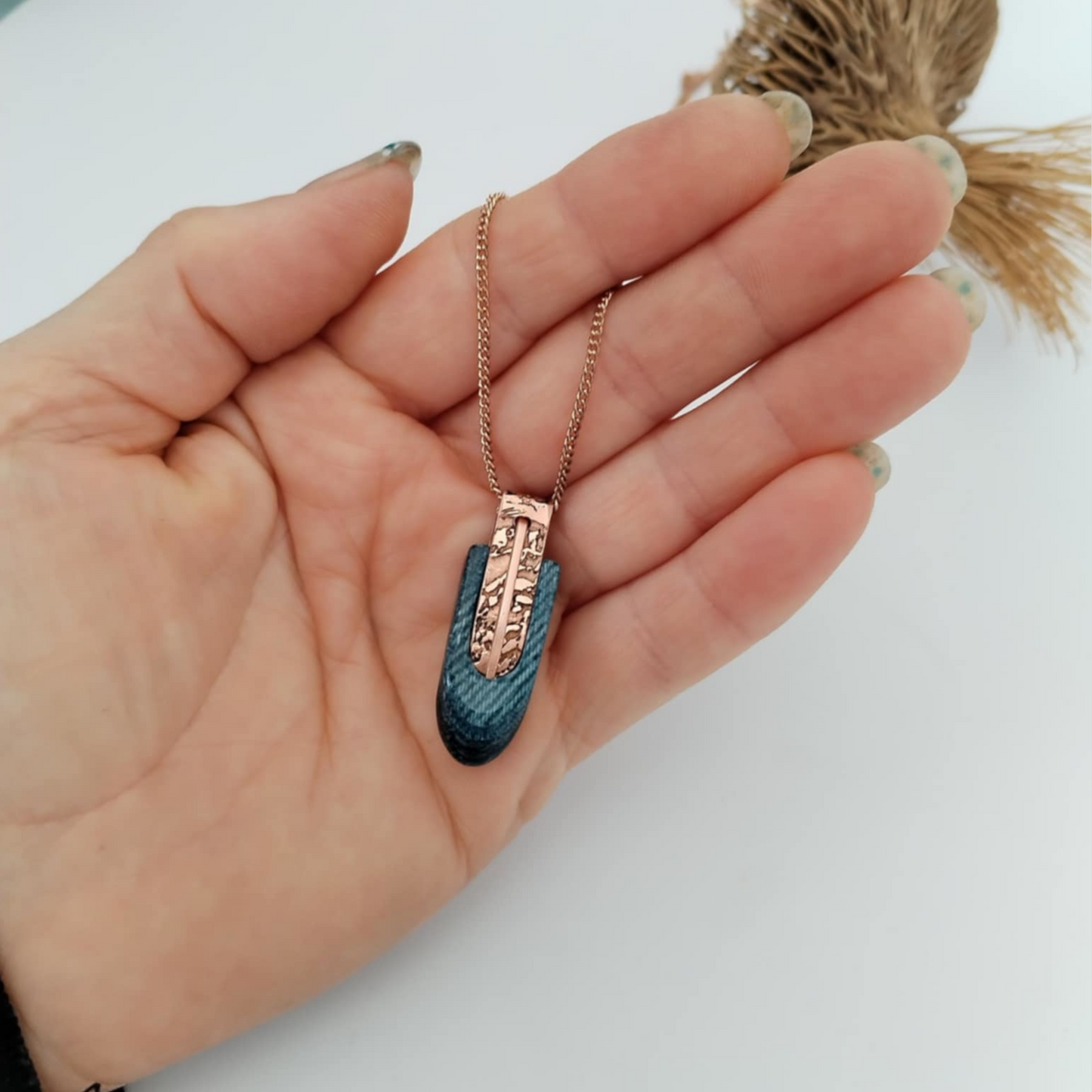 "The Copper Weave" -  Denim and Copper Necklace