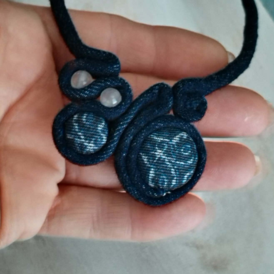 Denim & Selenite Necklace
