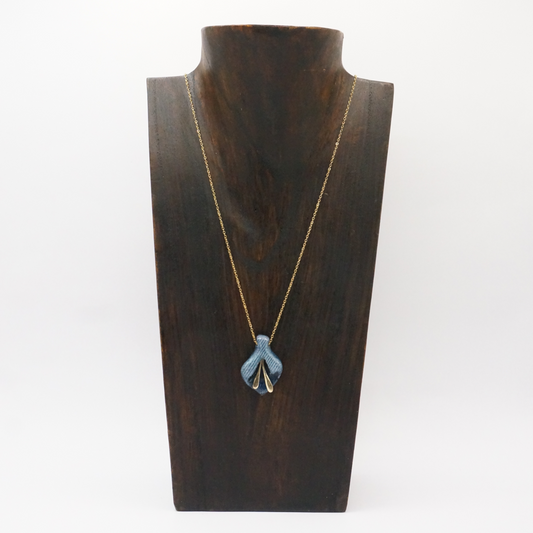 "The Blue Flower" - Denim and Brass Necklace