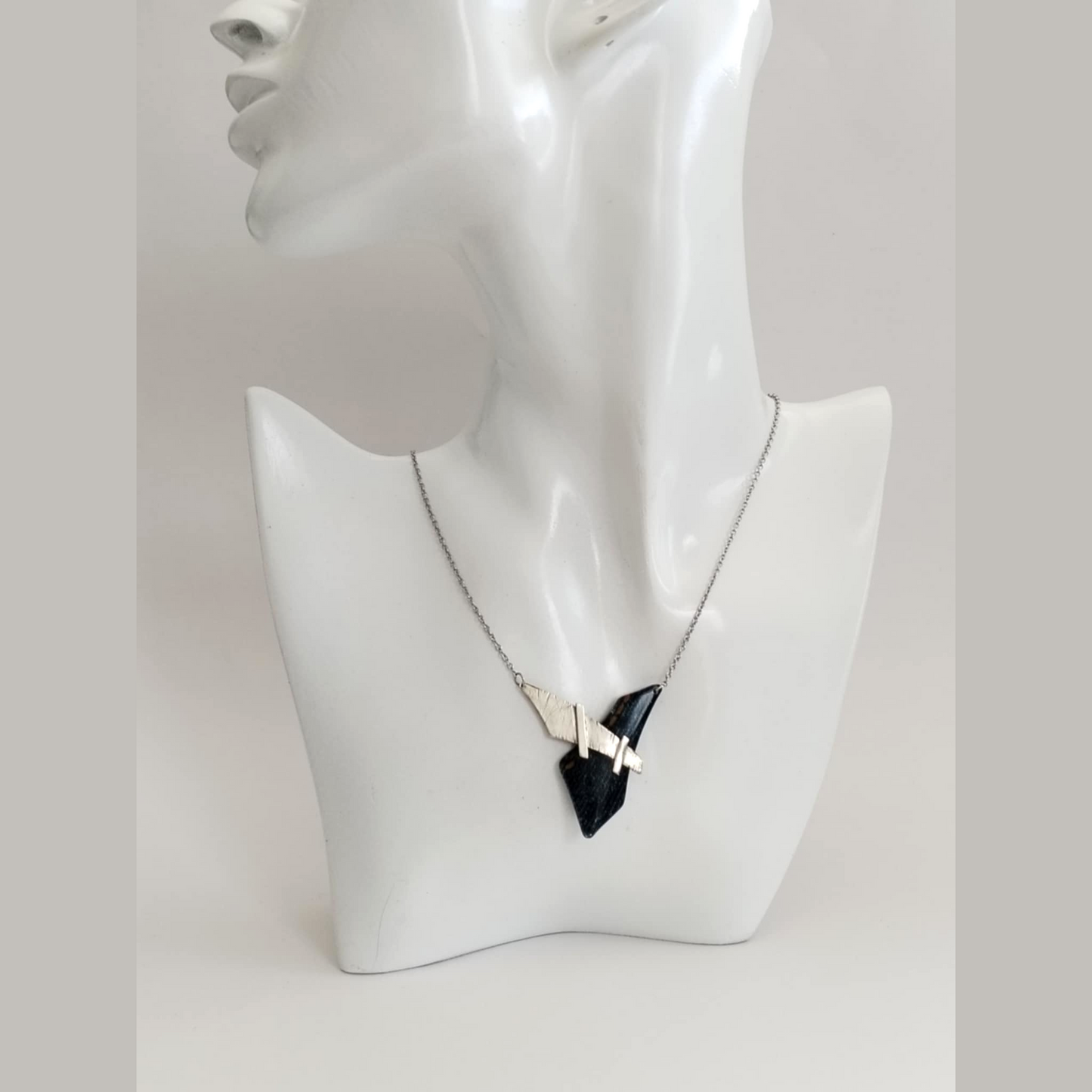 Denim and Sterling Silver Necklace