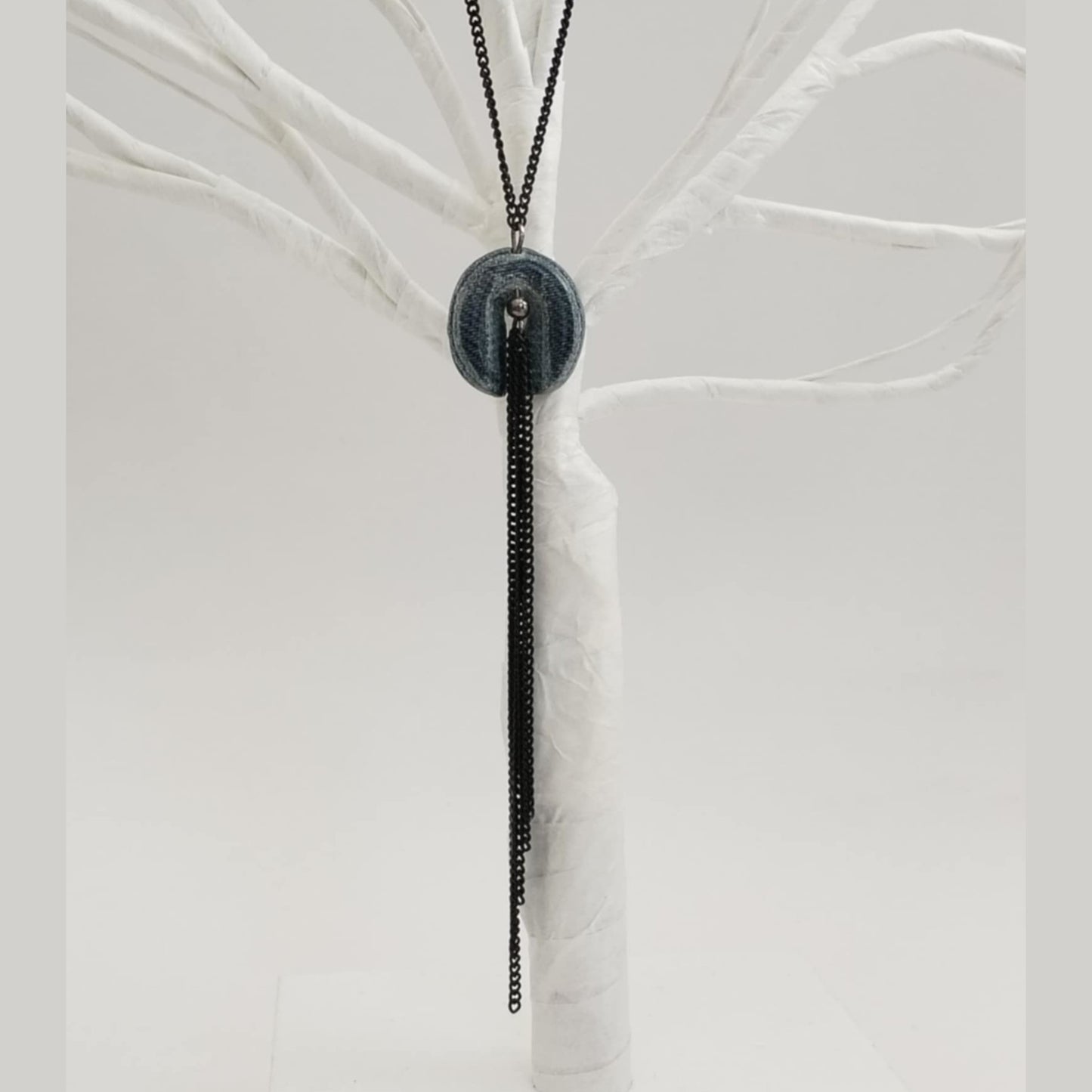 "Circle Stories"5 - Denim Necklace with fringes