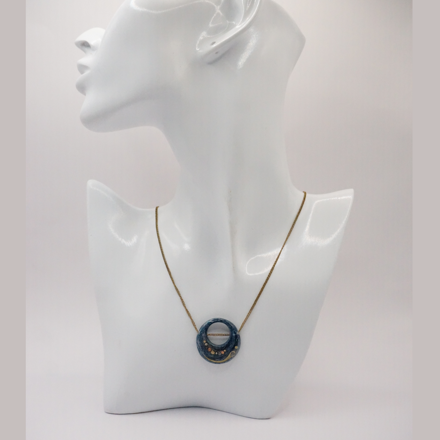 Colors - Denim Necklace with brass, copper and sterling silver