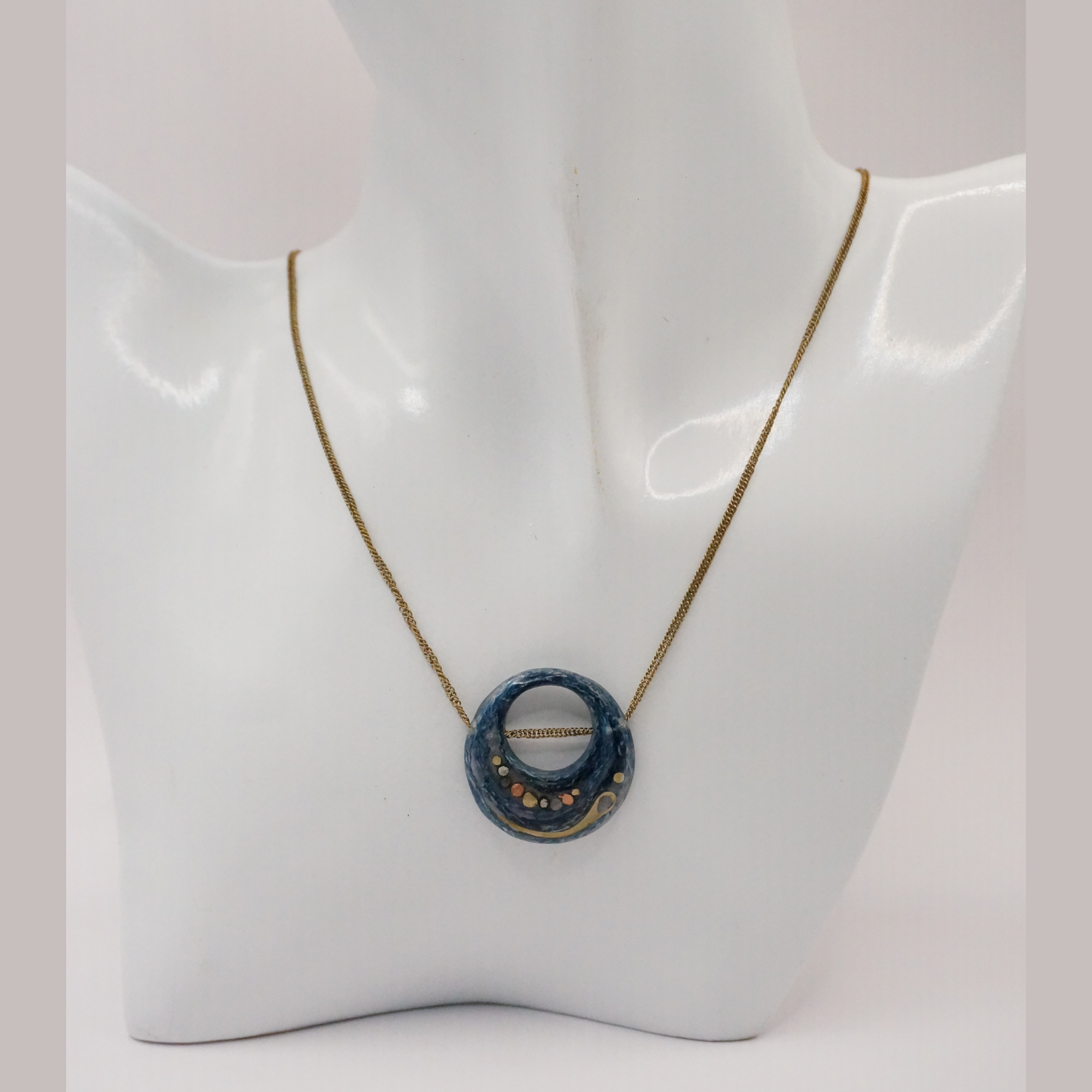 Colors - Denim Necklace with brass, copper and sterling silver