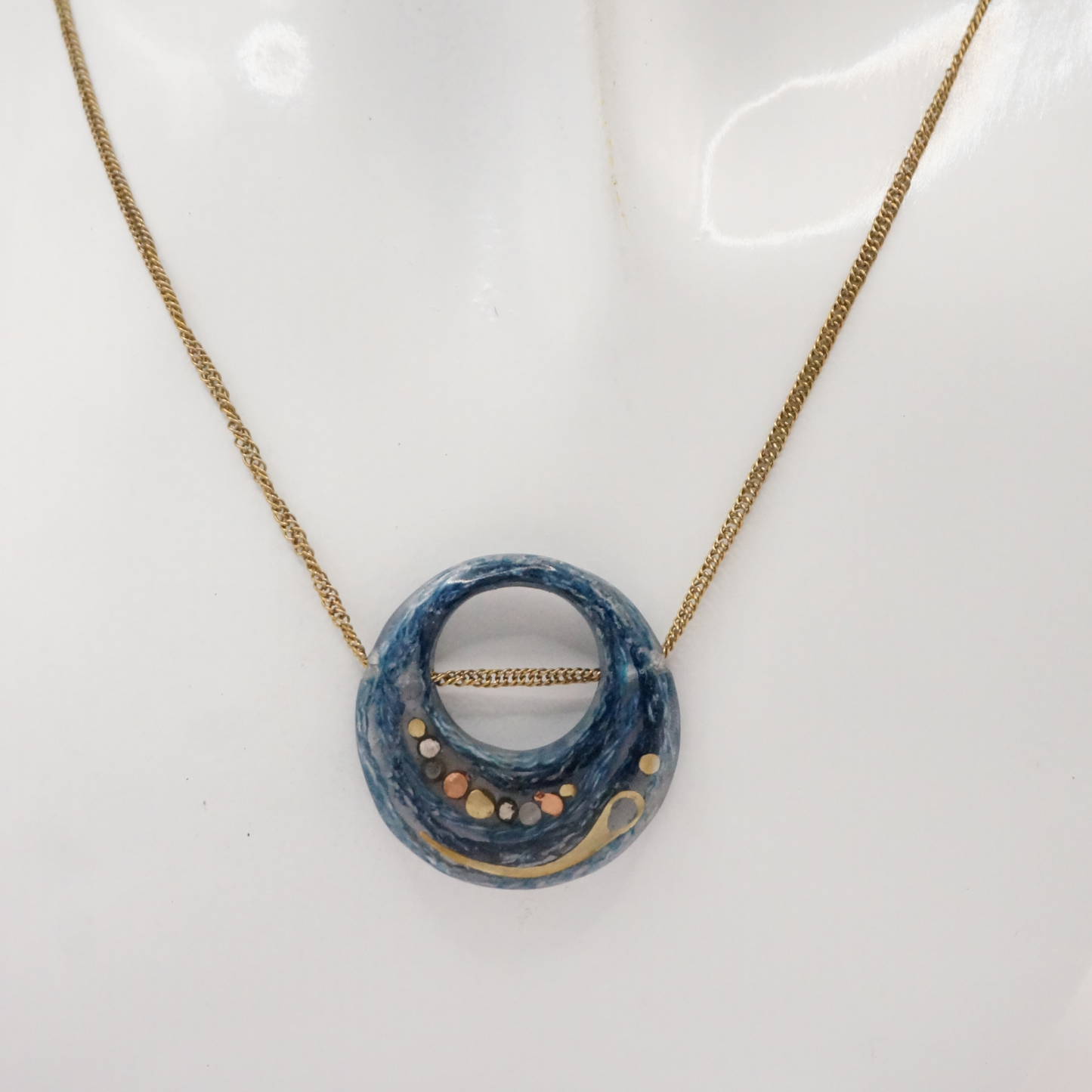 Colors - Denim Necklace with brass, copper and sterling silver