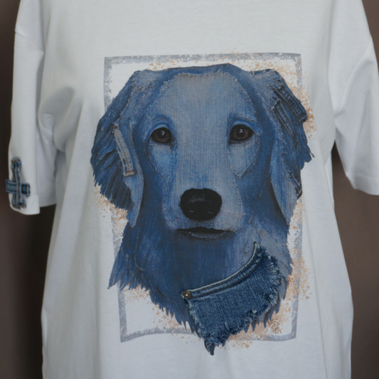 "Labrador" -  Art T-Shirt with Denim Accents
