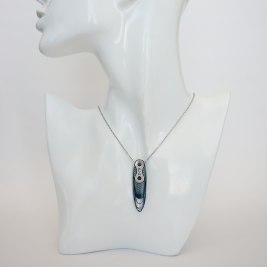 "Motion" - Denim and Motorcycle chain link necklace