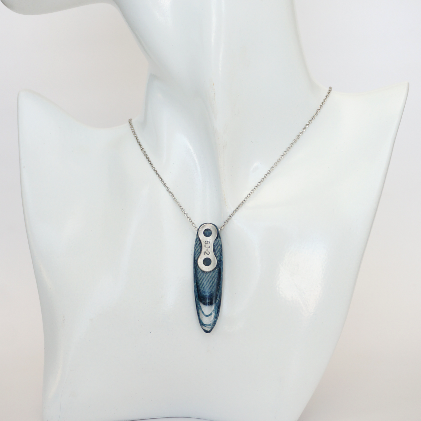 "Motion" - Denim and Motorcycle chain link necklace