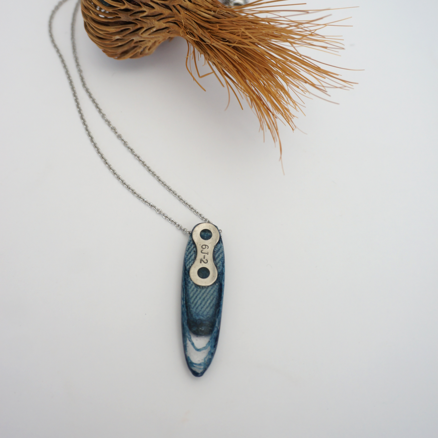 "Motion" - Denim and Motorcycle chain link necklace