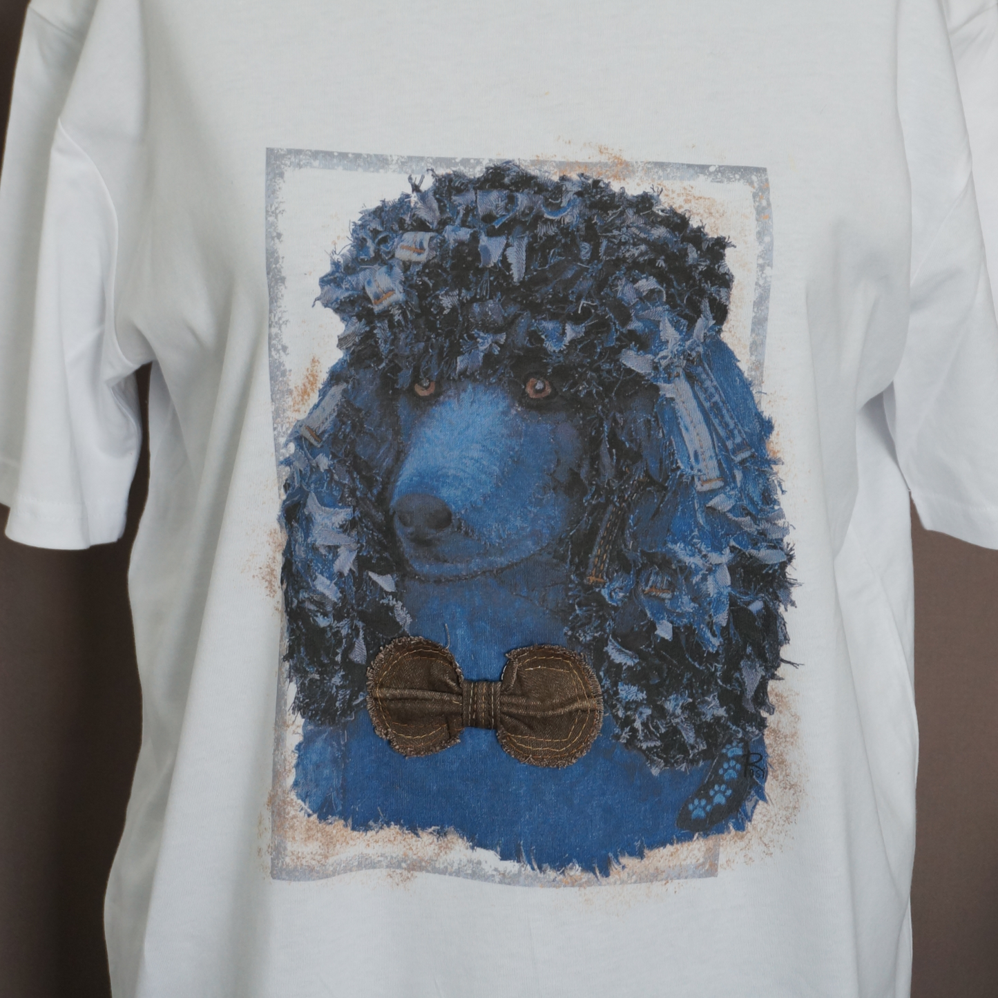 "Poodle" - Art T-Shirt with Denim Accents