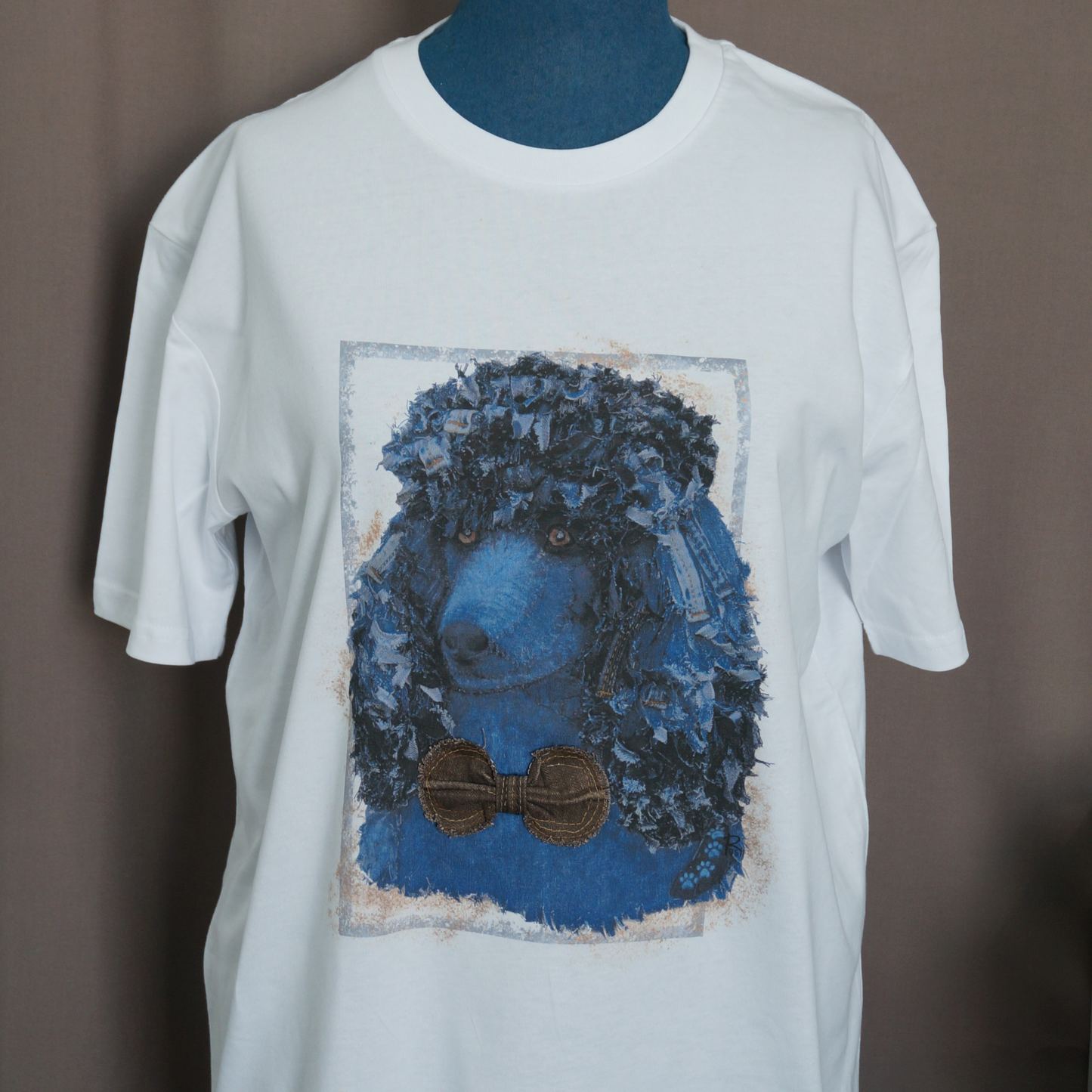 "Poodle" - Art T-Shirt with Denim Accents