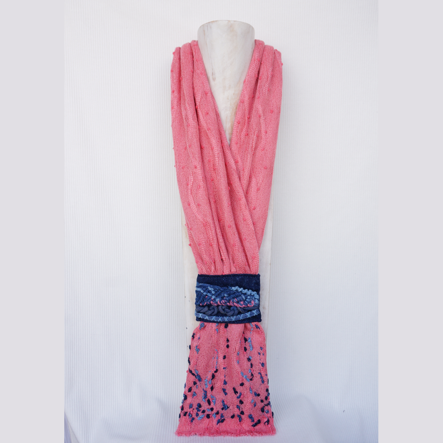 Pink Denim Whisper - Textile scarf