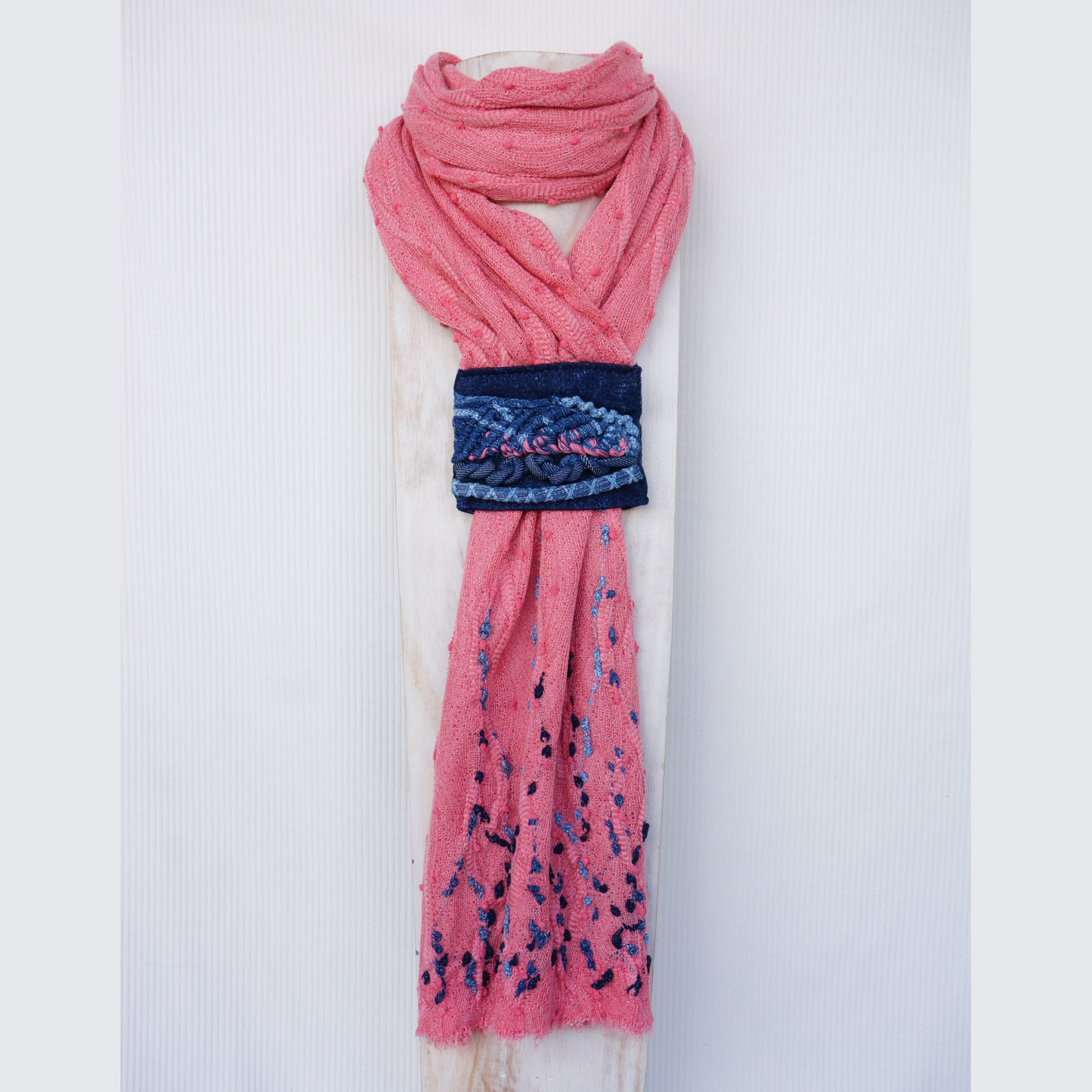 Pink Denim Whisper - Textile scarf
