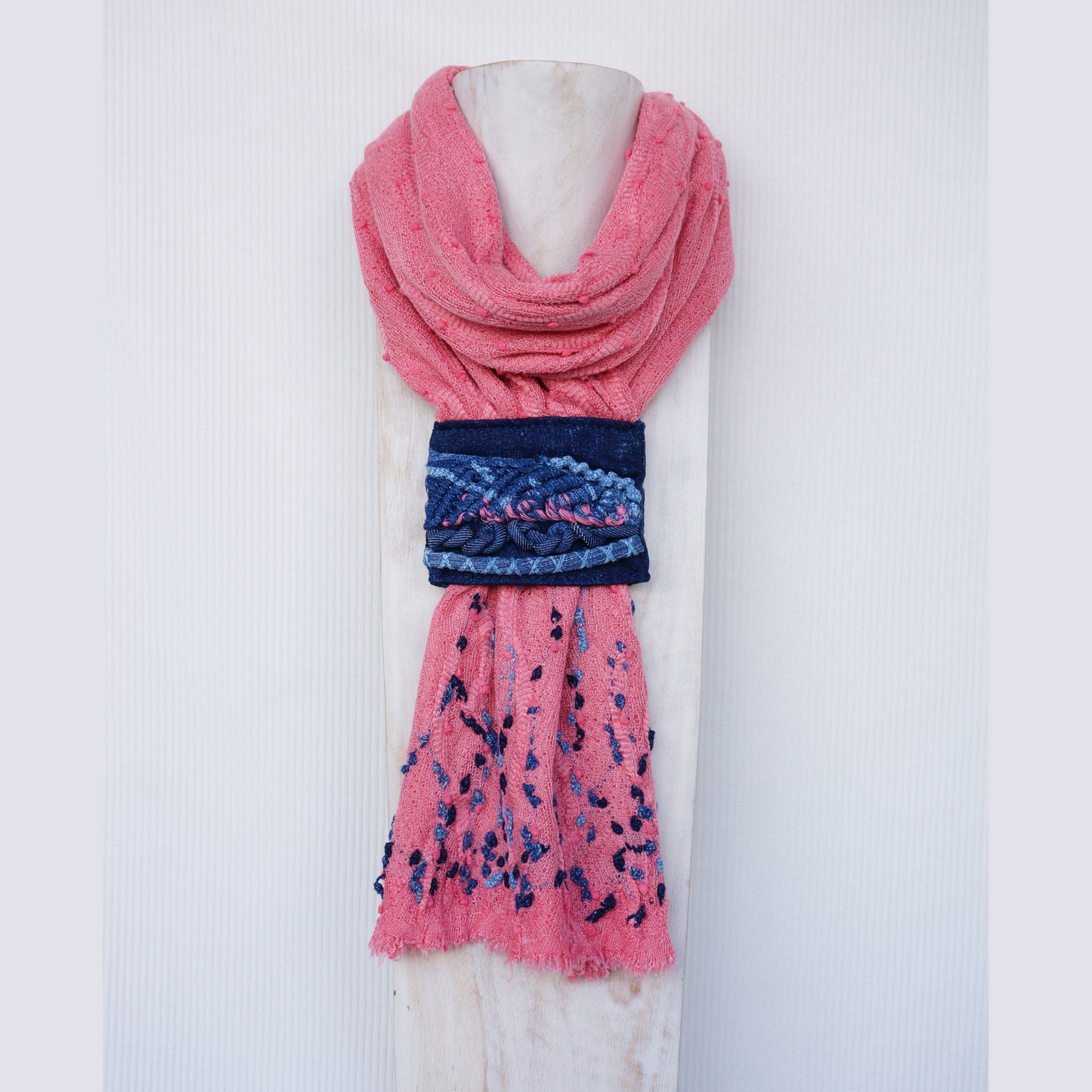 Pink Denim Whisper - Textile scarf
