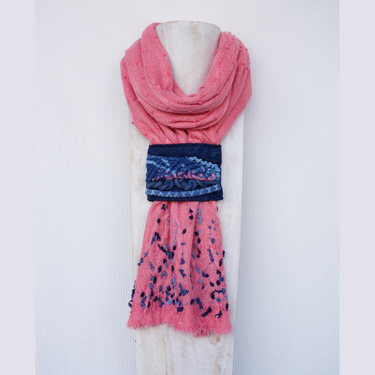 Pink Denim Whisper - Textile scarf