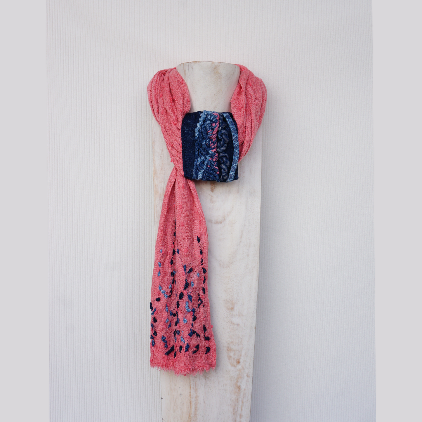 Pink Denim Whisper - Textile scarf