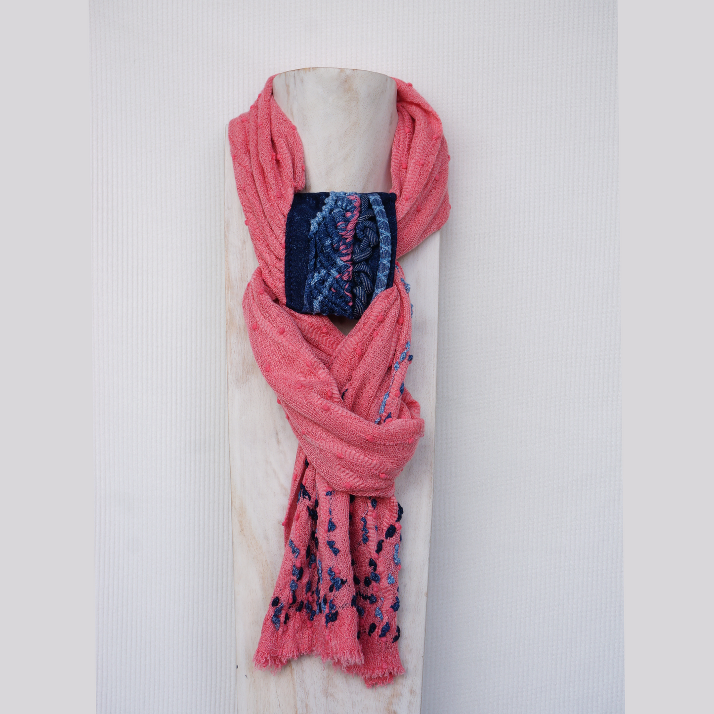 Pink Denim Whisper - Textile scarf