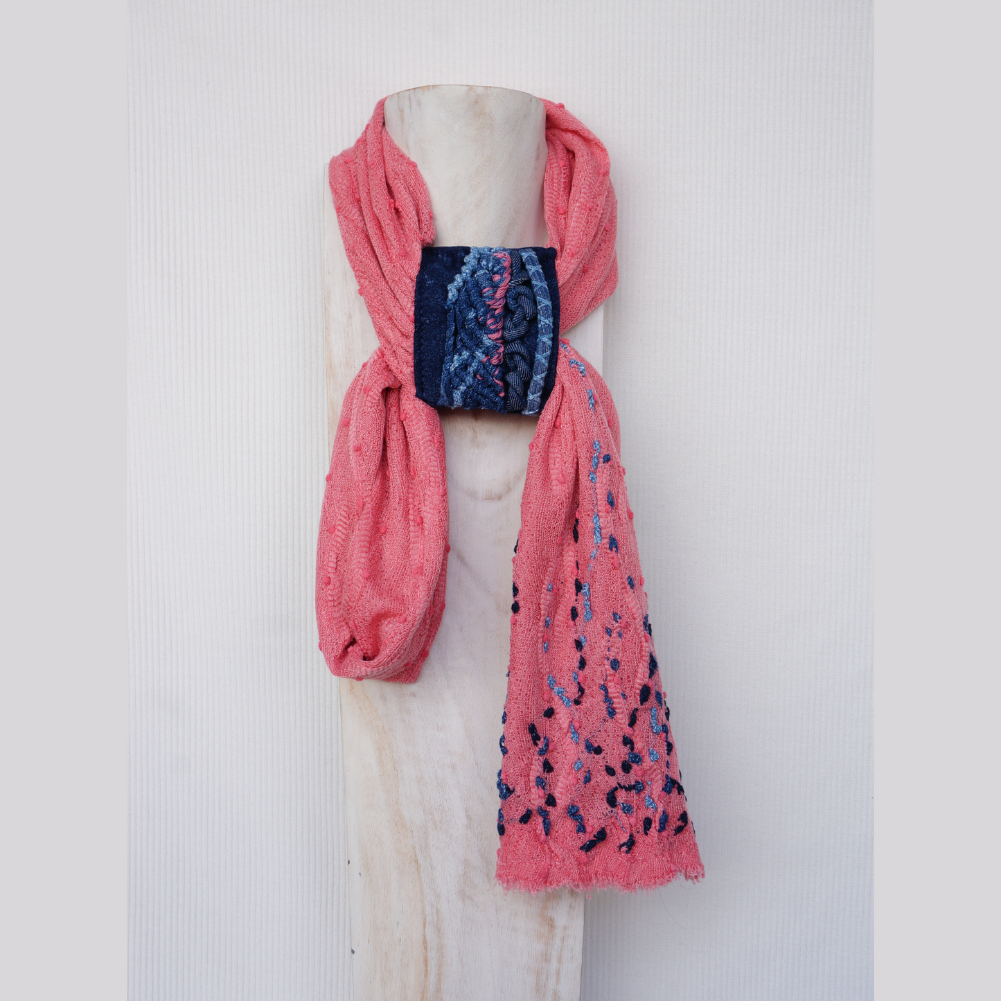 Pink Denim Whisper - Textile scarf