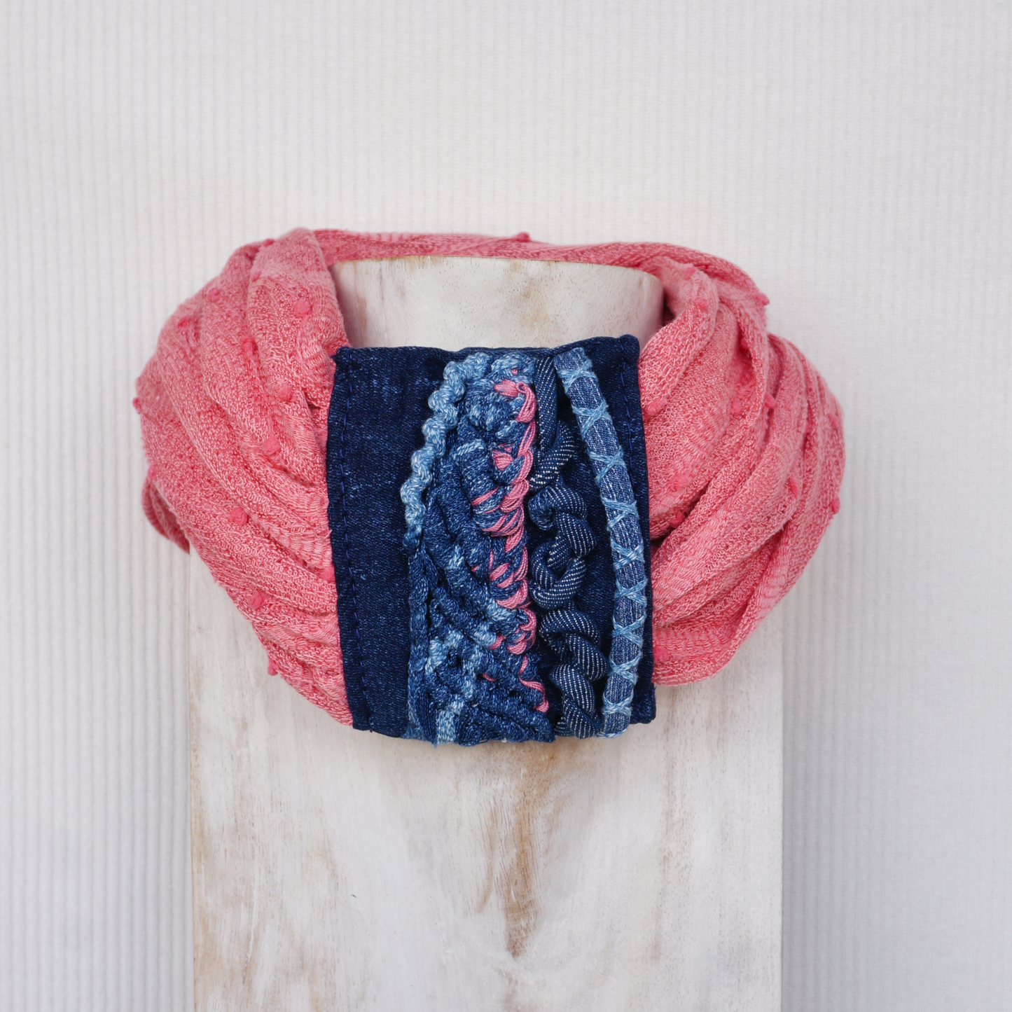 Pink Denim Whisper - Textile scarf