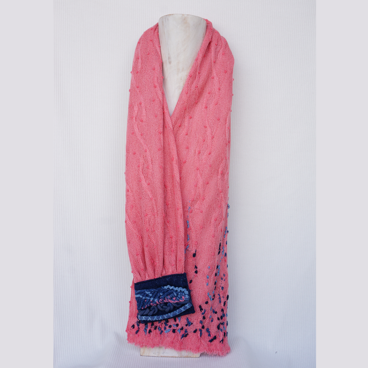 Pink Denim Whisper - Textile scarf