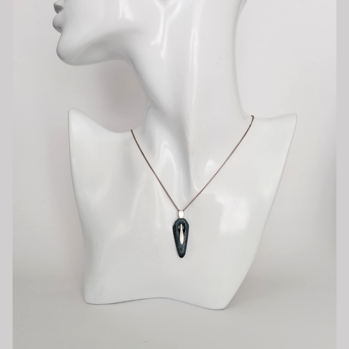 " Silver Drop" - Denim and Sterling Silver Necklace