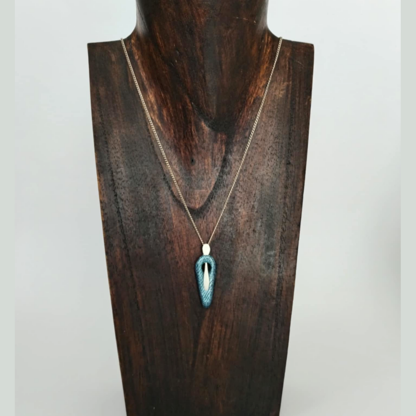 " Silver Drop" - Denim and Sterling Silver Necklace