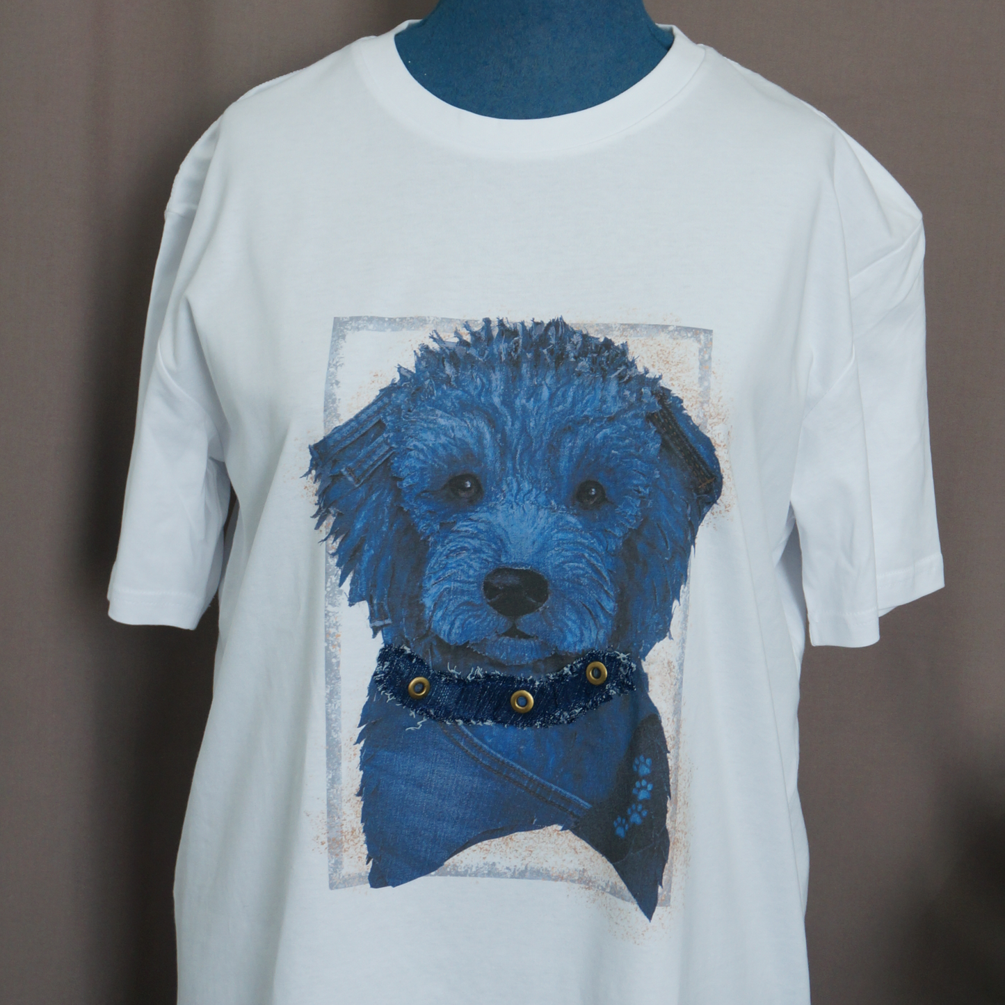 "Toy Poodle" - Art T-Shirt with Denim Accents
