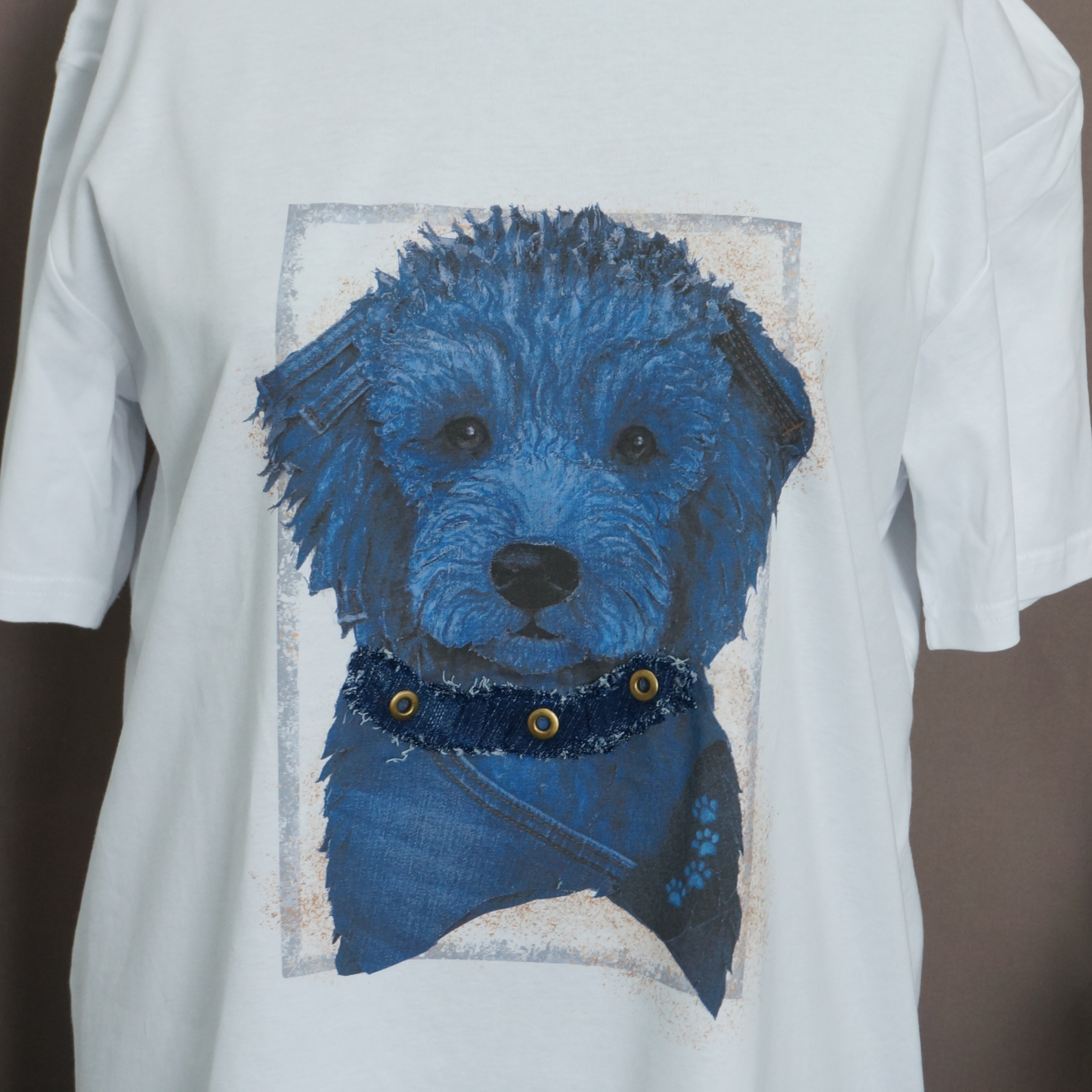 "Toy Poodle" - Art T-Shirt with Denim Accents