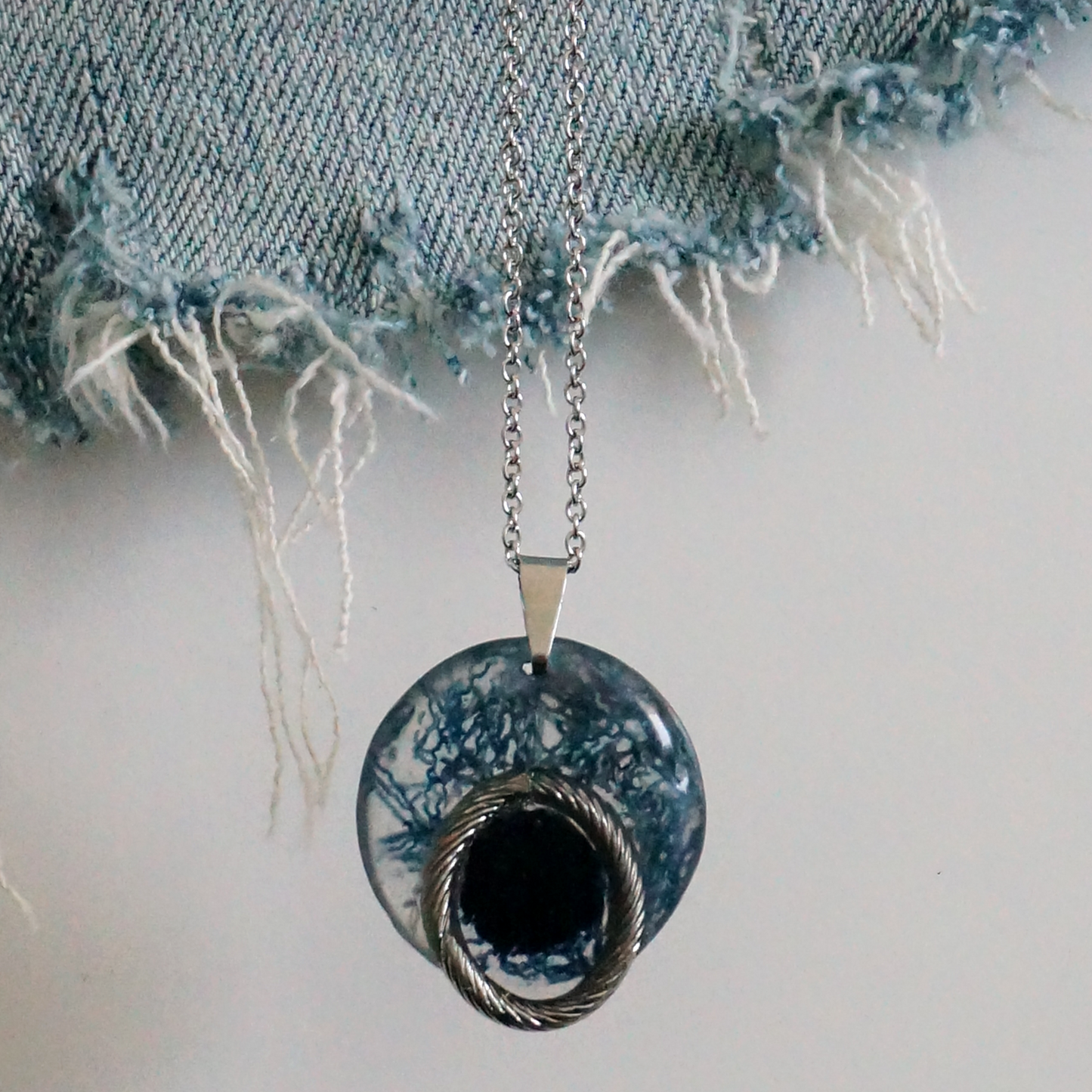 The Ring - Denim Necklace