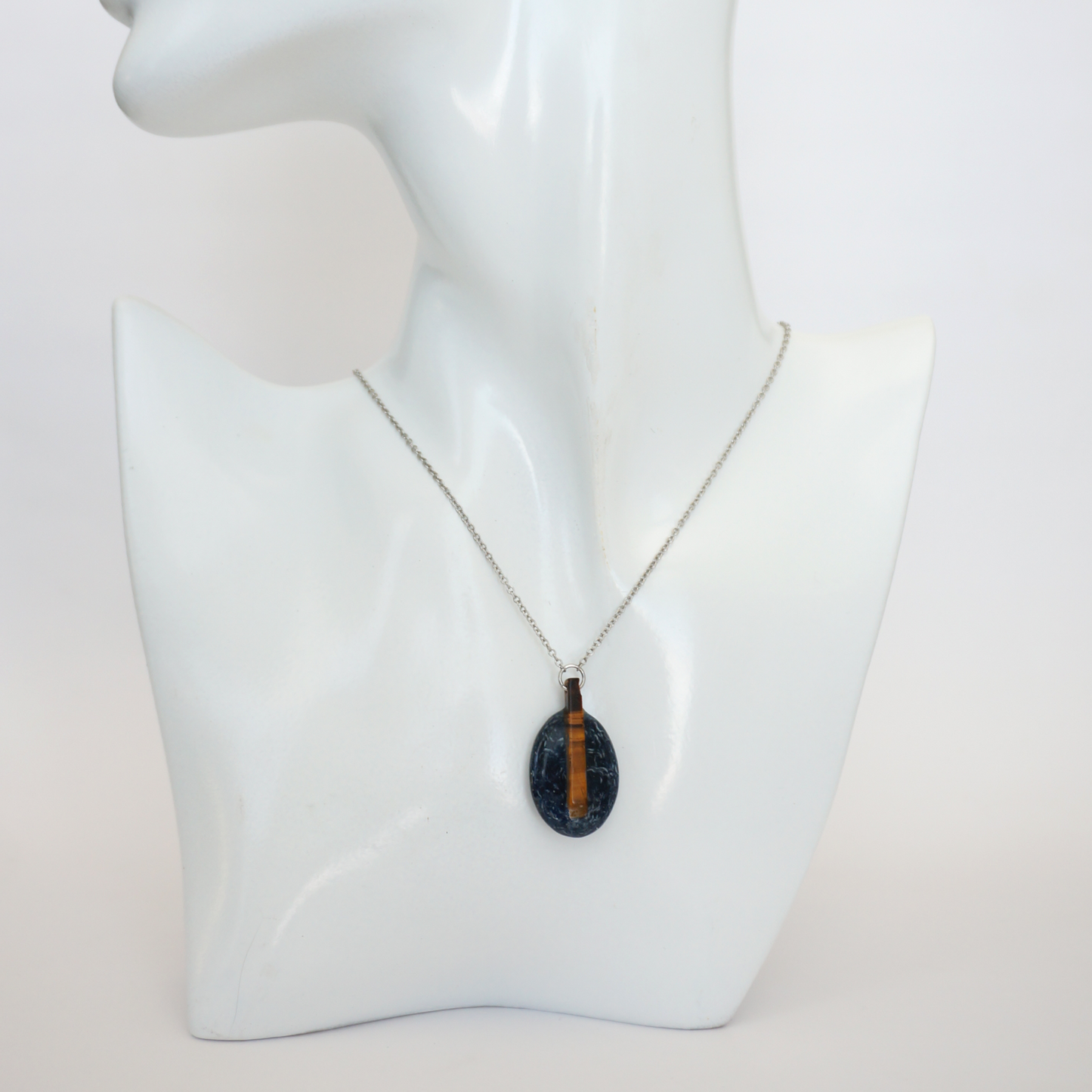 Denim and Tiger Eye gemstone Necklace