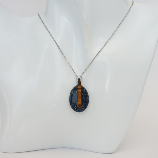 Denim and Tiger Eye gemstone Necklace
