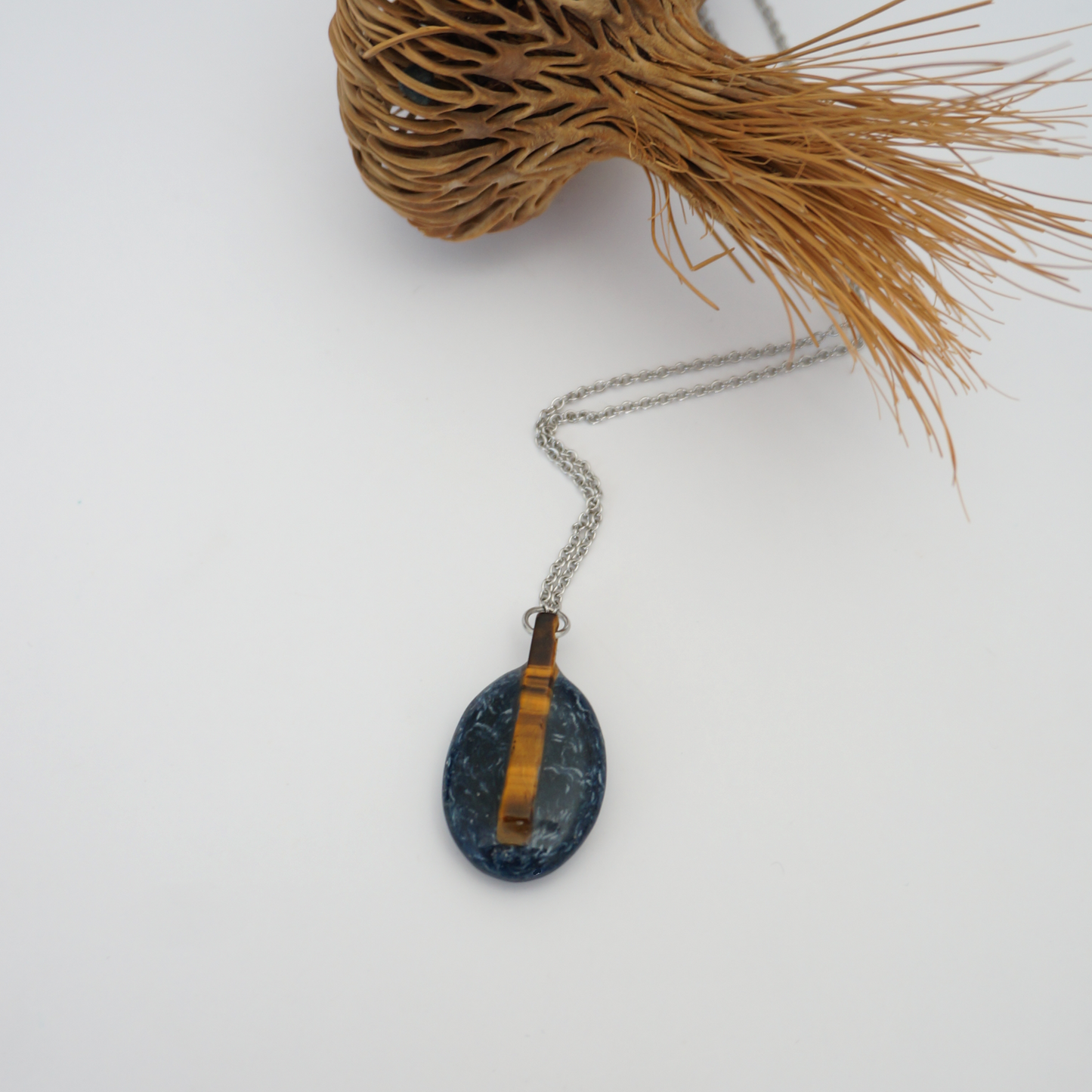 Denim and Tiger Eye gemstone Necklace