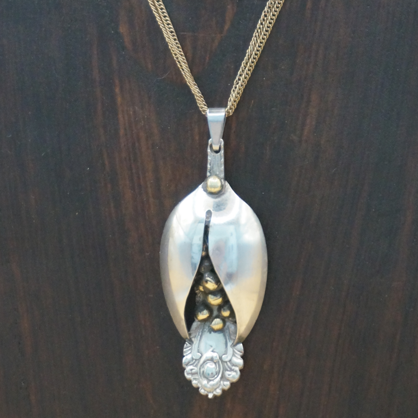 Flower - Necklace combination brass and EPNS spoon