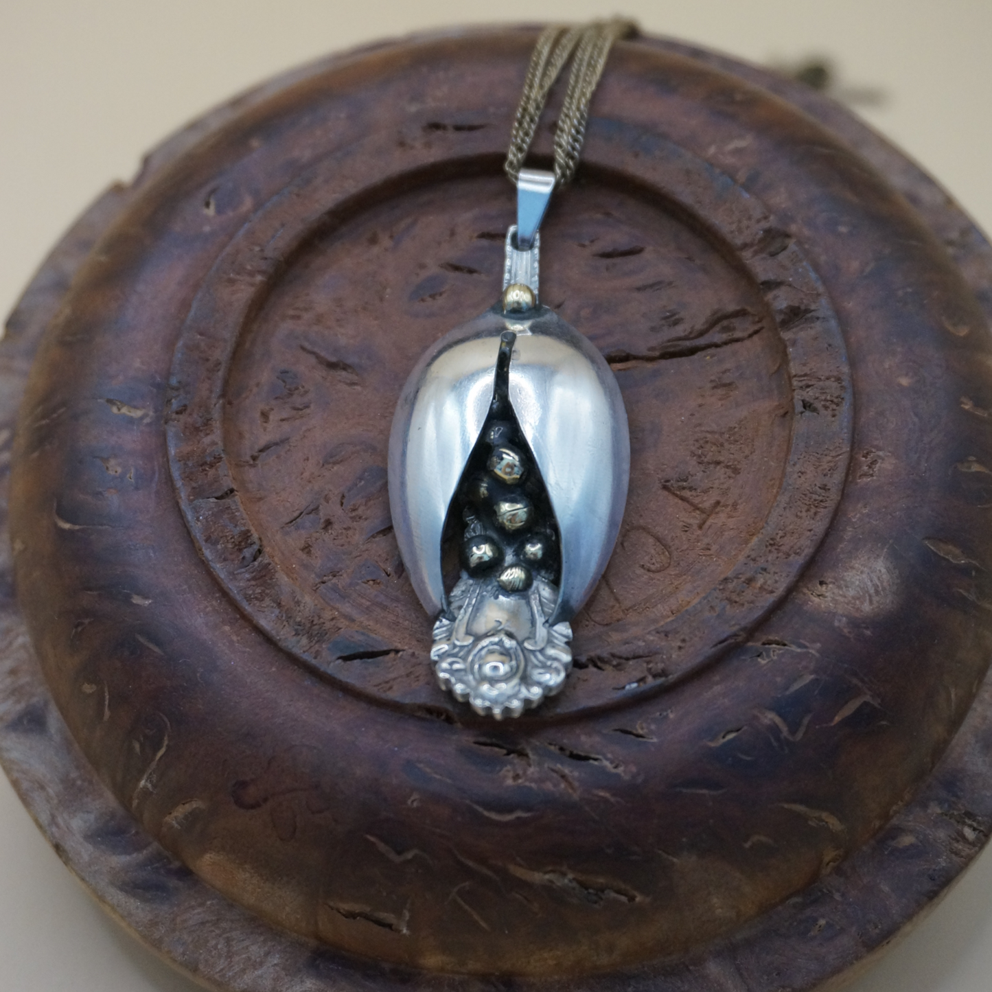 Flower - Necklace combination brass and EPNS spoon